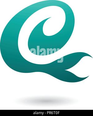Illustration Vecteur de Persian Curvy Vert Fun Lettre E isolé sur fond blanc Illustration de Vecteur