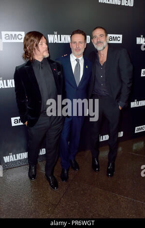 André Vigneau Norman, Andrew Lincoln et Jeffrey Dean Morgan participant à l'AMC's 'The Walking Dead' Saison 9 premiere à la DGA Theatre le 27 septembre 2018 à Los Angeles, Californie. Banque D'Images