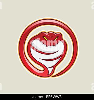 Vector Illustration de l'icône rouge Cobra Snake Cartoon isolé sur fond blanc Illustration de Vecteur