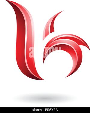 Illustration Vecteur de brillant rouge en forme de feuilles de lettre B ou K isolé sur fond blanc Illustration de Vecteur
