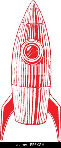 Illustration de la vectorisation à l'encre de Rocket isolé sur fond blanc Illustration de Vecteur