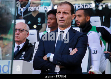 , Turin , Italie : Piémont 2018-09-29- Serie A italienne football match Juventus - Naples au stade Allianz dans photo Coach Massimiliano Allegri (A Banque D'Images