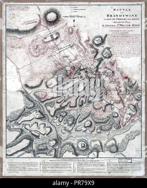 Vintage Maps / Cartes anciennes - bataille de Brandywine dans laquelle les Américains ont été battus : le Septembre 11th, 1777 par le général William Howe Sr. Banque D'Images