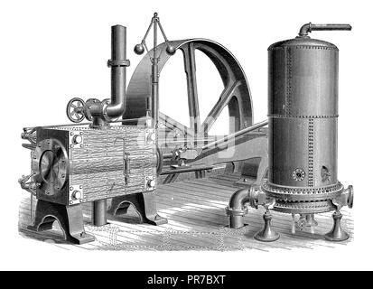 19ème siècle illustration de l'eau d'alimentation Berryman pour chauffe-moteur horizontal. Inventé par l'Américain Robert Berryman à la fin du xixe siècle. P Banque D'Images