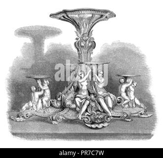 19ème siècle illustration - joyaux de l'art industriel. Épergne Par M. Odiot. (Louis XV). Publié dans "Le Magazine pratique, An Illustrated Cyclopedia Banque D'Images