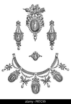 19ème siècle illustration - joyaux de l'art industriel Parure (Louis XVI.), par Boucheron. Publié dans "Le Magazine pratique, An Illustrated Cyclopedia Banque D'Images