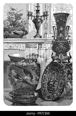 19ème siècle illustration de joyaux de l'exposition de Vienne. L'émail cloisonné. Exposé de MM. Christofle et Co., de Paris. Publié dans 'La Pra Banque D'Images