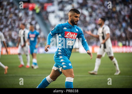 Turin, Italie. 29 septembre 2018. Lorenzo Insigne (Napoli) au cours de la Serie A match entre la Juventus et Naples à l'Allianz Stadium. La Juventus a gagné 3-1, inTurin Italie le 29 septembre 2018. Banque D'Images
