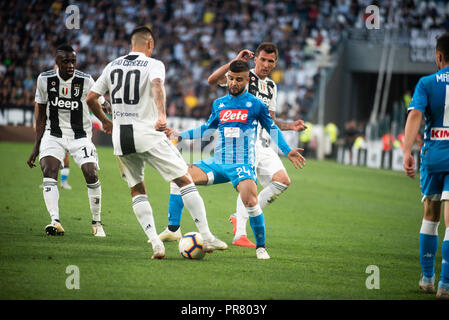 Turin, Italie. 29 septembre 2018. Lorenzo Insigne (Napoli) au cours de la Serie A match entre la Juventus et Naples à l'Allianz Stadium. La Juventus a gagné 3-1, inTurin Italie le 29 septembre 2018. Banque D'Images