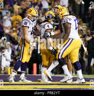 Louisiane, Etats-Unis. 29 septembre 2018. Baton Rouge, LA, États-Unis- LSU célèbre un touché au premier trimestre au Tiger Stadium. Credit : Jerome Hicks/ZUMA/Alamy Fil Live News Banque D'Images