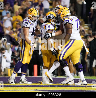 Louisiane, Etats-Unis. 29 septembre 2018. Baton Rouge, LA, États-Unis- LSU célèbre un touché au premier trimestre au Tiger Stadium. Credit : Jerome Hicks/ZUMA/Alamy Fil Live News Banque D'Images