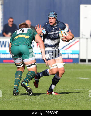 Coventry, Royaume-Uni. 29 septembre 2018. Rugby Union. Adam Peters sur l'accusation pour Coventry durant la Greene King match de championnat joué entre Coventry et London Irish rfc au Butts Park Arena, Coventry. © Phil Hutchinson/Alamy Live News Banque D'Images