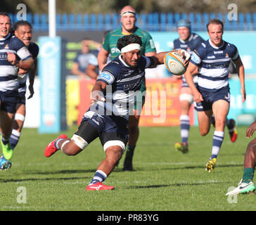 Coventry, Royaume-Uni. 29 septembre 2018. Rugby Union. Ram Jack sur l'accusation pour Coventry durant la Greene King match de championnat joué entre Coventry et London Irish rfc au Butts Park Arena, Coventry. © Phil Hutchinson/Alamy Live News Banque D'Images