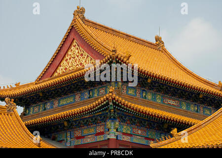 Détails décoratifs du Musée du Palais à l'intérieur de la Cité Interdite, site du patrimoine mondial de l'UNESCO, Beijing, Chine Banque D'Images