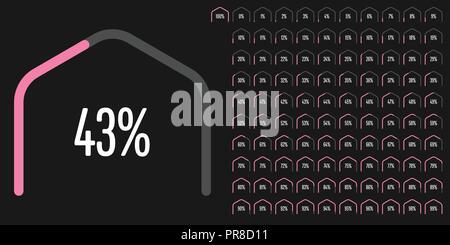 Ensemble de forme hexagonale du secteur circulaire Diagrammes pourcentage de 0 à 100 prêt à utiliser pour le web design, l'interface utilisateur (UI) ou infographie - indicateur w Illustration de Vecteur