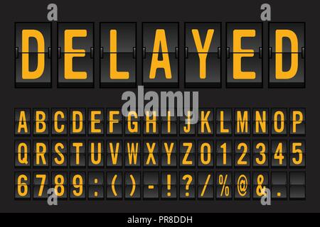 Mécanique de l'aéroport d'un tableau de bord police - Police jaune sur fond sombre Vector Illustration Illustration de Vecteur