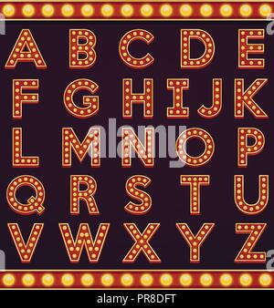 Alphabet lettre signer ampoule marquee vintage style ou cirque carnaval Illustration de Vecteur