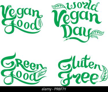 World vegan day. Maison de vacances novembre International. Typographie lettrage dessiné à la main isolé sur fond blanc. Calligraphie vecteur pour les affiches, sites web, cartes, t-shirts, décor parti Illustration de Vecteur