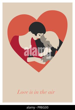 Couple d'amoureux au coeur. Carte de Saint-Valentin. Vector Illustration. Illustration de Vecteur