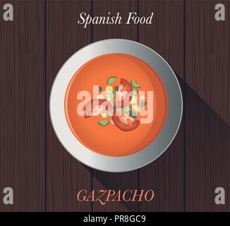 La cuisine espagnole : Gazpacho. Soupe froide de tomates espagnoles typiques Illustration de Vecteur