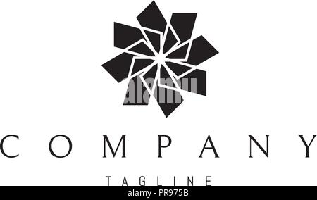 Fleur noire logo vector droit Illustration de Vecteur