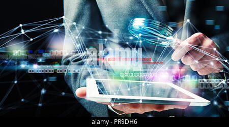 Trouvé un homme d'accès backdoor sur une tablette. Concept de sécurité de l'internet Banque D'Images