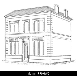 19ème siècle Illustration d'une villa comme prévu en perspective. Publié dans "Le Magazine pratique, An Illustrated cyclopedia of Industrial News, JE Banque D'Images