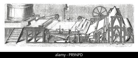 19-ème siècle Illustration d'un procédé de fabrication du papier. Publié dans 'Novoveki obrtu, Izumi u znanosti i umjetnosti' par dr. Bogoslav Sulek, dr. M Banque D'Images