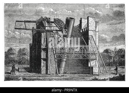 19-ème siècle illustration de Rosse six pieds - un télescope télescope historique de 72 po (1,8 m) Aperture, ce qui était le plus grand télescope dans Banque D'Images