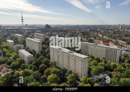 Vue aérienne de l'grindel gratte-ciel à Hambourg Banque D'Images