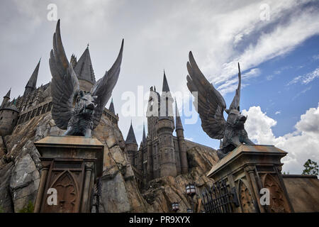 L'extérieur de Poudlard dans Harry Potter World, Universal Studios Orlando en Floride Banque D'Images