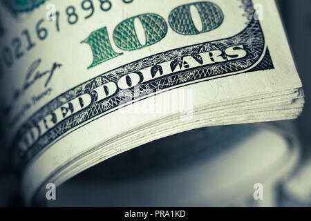 Vue rapprochée de pile de dollars US Banque D'Images
