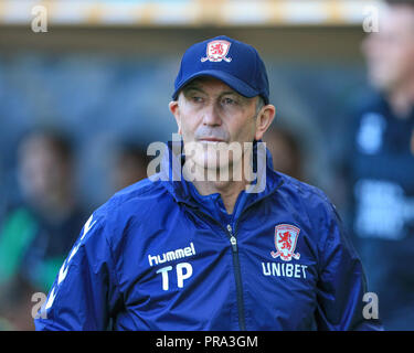 29 septembre 2018, Stade KCOM, Hull, Angleterre ; Sky Bet Championship, Hull City v Middlesbrough ; Tony Pulis manager de Middlesbrough Crédit : Mark Cosgrove/News Images images Ligue de football anglais sont soumis à licence DataCo Banque D'Images