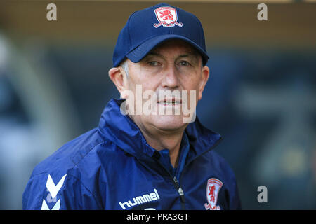 29 septembre 2018, Stade KCOM, Hull, Angleterre ; Sky Bet Championship, Hull City v Middlesbrough ; Tony Pulis manager de Middlesbrough Crédit : Mark Cosgrove/News Images images Ligue de football anglais sont soumis à licence DataCo Banque D'Images