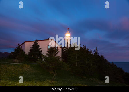 Le phare de Lobster Cove Head. Terre-neuve et Labrador, Canada. Banque D'Images