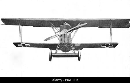 Novembre 1918 - Types d'avions allemands. Biplan Fokker Scout. Vue avant Banque D'Images