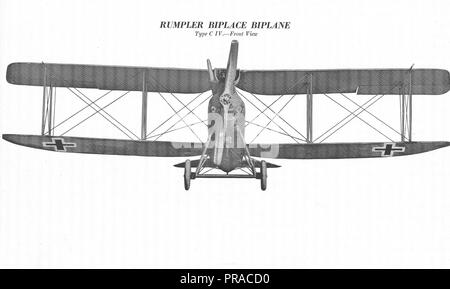 Types d'avions allemands. Rumpler Biplace biplan. Vue avant Banque D'Images