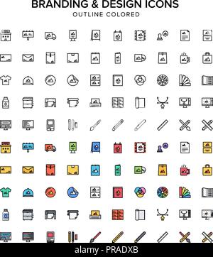 Contour Design de marque et de couleur des icônes Illustration de Vecteur