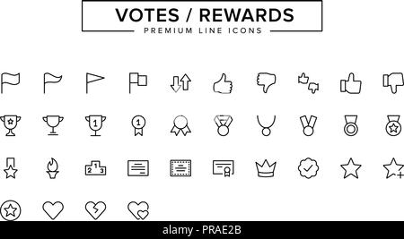 Votes Ligne Récompenses Icon Set Illustration de Vecteur