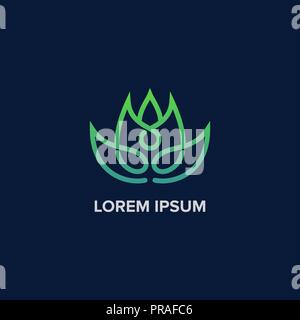 Yoga créatif Logo Feuille logo vector moderne dans un style linéaire. très bien pour l'identité de marque Illustration de Vecteur