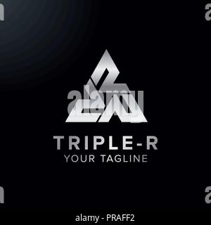 Lettre de création logo design concept R triple triangle avec couleur chrome, moderne et professionnel. Très agréable pour l'identité de la marque . Illustration de Vecteur