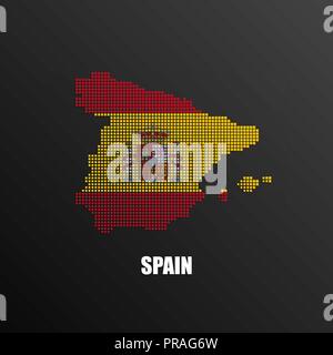 Illustration Vecteur de résumé carte demi-teinte de l'Espagne a fait de pixels carrés avec les couleurs du drapeau national espagnol pour votre graphique et web design Illustration de Vecteur