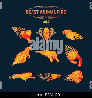 Bête Flamme Animal Set Illustration de Vecteur
