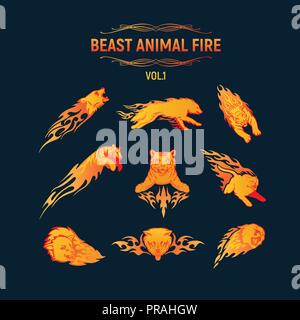 Bête Flamme Animal Set Illustration de Vecteur