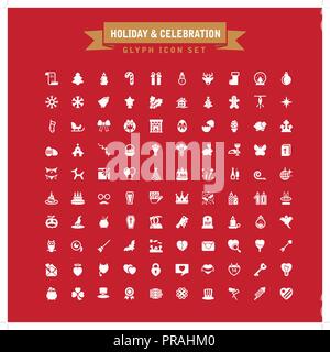 Maison de vacances et de fête glyphe Icon Set Illustration de Vecteur