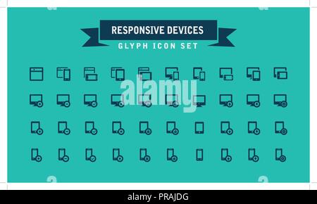 Dispositif sensible glyphe Icon Set Illustration de Vecteur