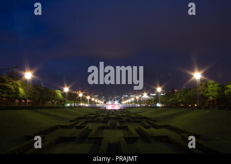 Miradouro do Parque Eduardo VII de Lisbonne la nuit, le Portugal, l'Europe Banque D'Images