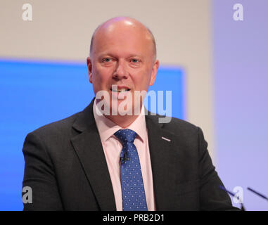 Birmingham, UK. 1 octobre 2018. Chris Grayling député Secrétaire d'État chargé des transports de la conférence du parti conservateur 2018 La CPI, Birmingham, Angleterre 01 octobre 2018 traite de la Conférence 2018 du Parti conservateur à la CPI, Birmingham, Angleterre Allstar Crédit : photo library/Alamy Live News Banque D'Images