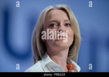 Birmingham, UK. 1er octobre 2018. Elizabeth Truss, Secrétaire principal au Conseil du Trésor et député conservateur de South West Norfolk, parle lors de la conférence du parti conservateur à Birmingham. © Russell Hart/Alamy Live News. Banque D'Images