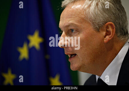 Luxembourg, Luxembourg. 1er oct 2018. L'économie française, le ministre du Commerce, des finances, Bruno Le Maire donne une conférence de presse au cours d'une réunion de l'Eurogroupe au siège de l'UE. Alexandros Michailidis/Alamy Live News Banque D'Images